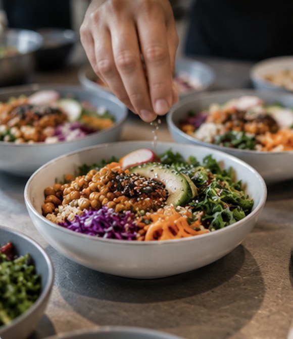 Finishing touches on a nutrient-dense bowl at eFIT